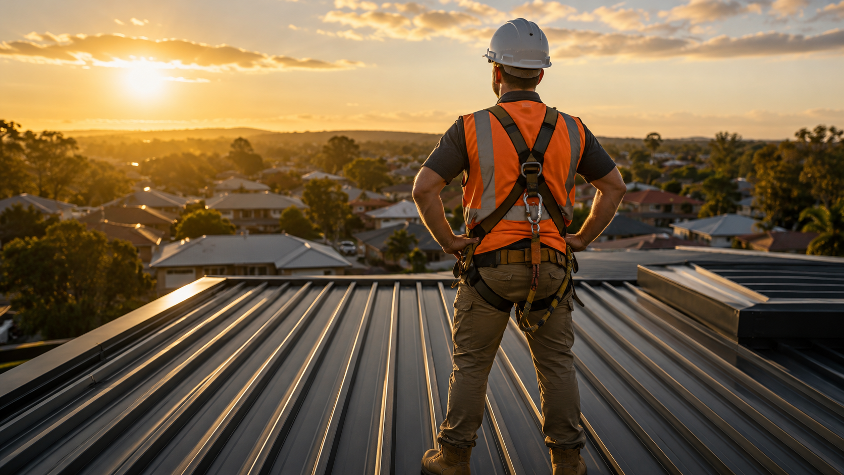 Vicwest Roofing roofer surveying a Ballarat home's ridge line